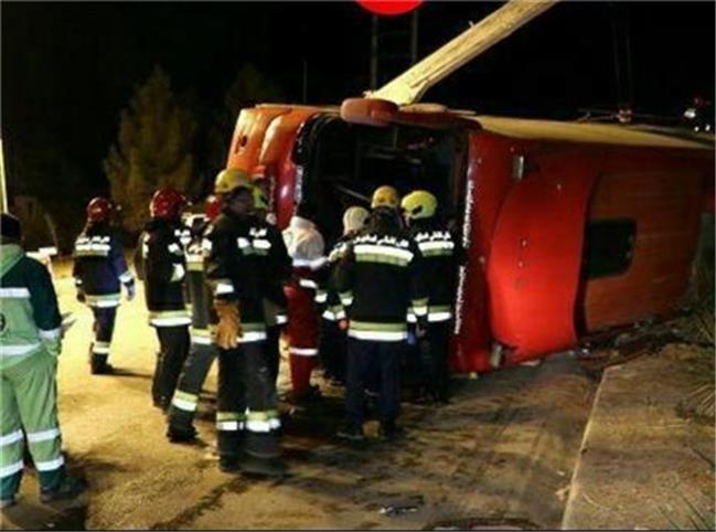 واژگونی مرگبار اتوبوس تهران شیراز
