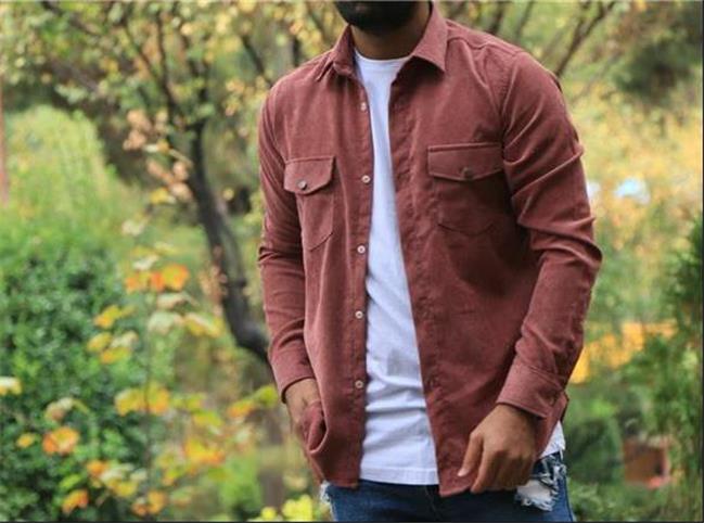 ست پیراهن مخمل کبریتی مردانه با شلوار