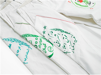 طراحی لباس در امریکا با گونی برنج ایرانی