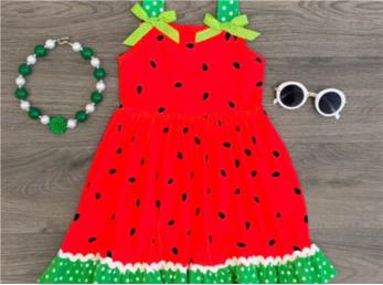 ده مدل لباس هندوانه ای بچه ها برای شب یلدا