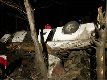 19 نفر درحادثه واژگونی اتوبوس مسافربری تهران به گنبد، جان باختند