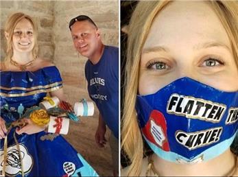 زیباترین لباس کرونایی طراحی شد/بهترین لباس از جنس چسب نواری