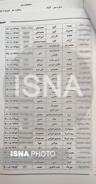 اسامی مسافران پرواز اوکراینی