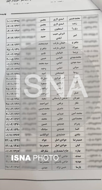 اسامی مسافران پرواز اوکراینی