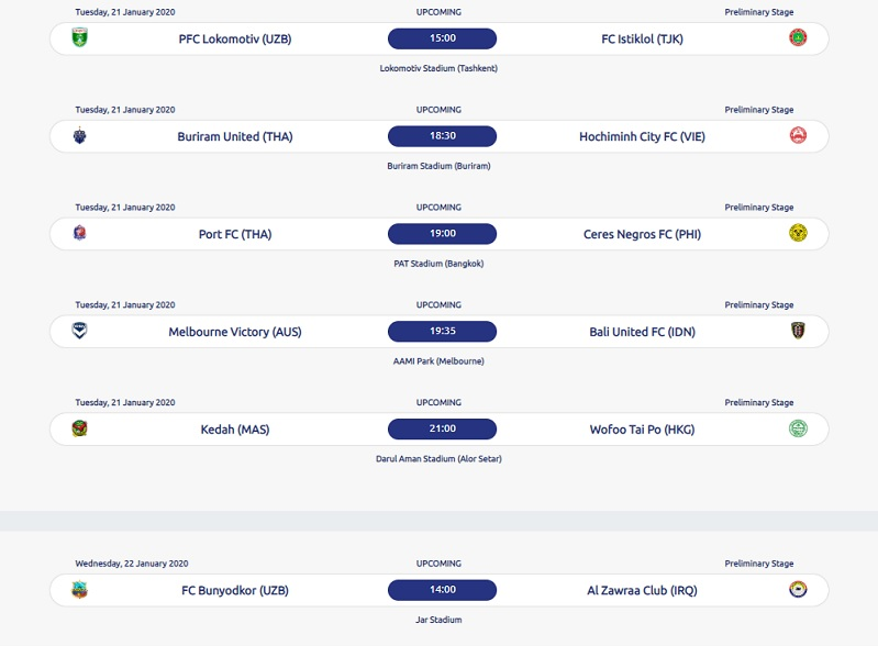 برنامه لیگ قهرمانان آسیا afc