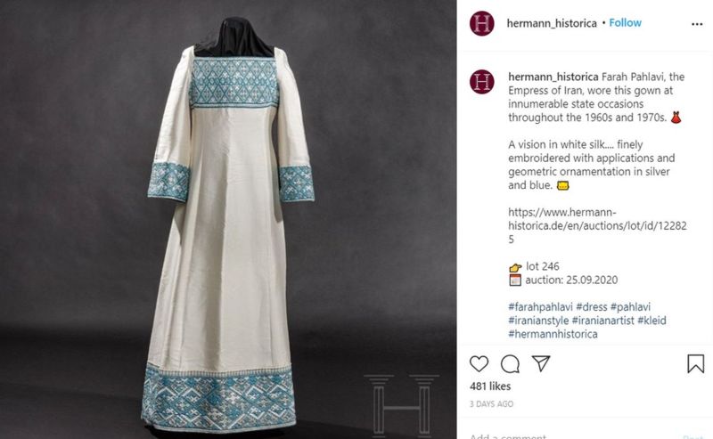 لباس ۸۸۰۰ دلاری حراج شده متعلق به فرح پهلوی است؟