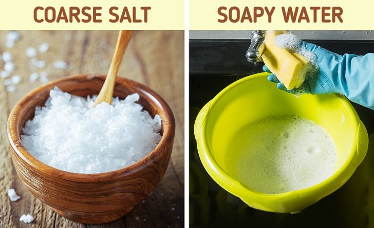 نمک درشت و آب صابون