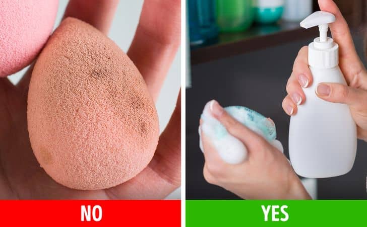 تمیز نکردن پدها و براشهای آرایش باعث بسته شدن منافذ صورت